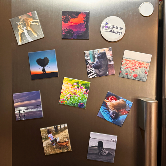Lot de magnets carrés 63 mm personnalisés – L’Atelier du Magnet