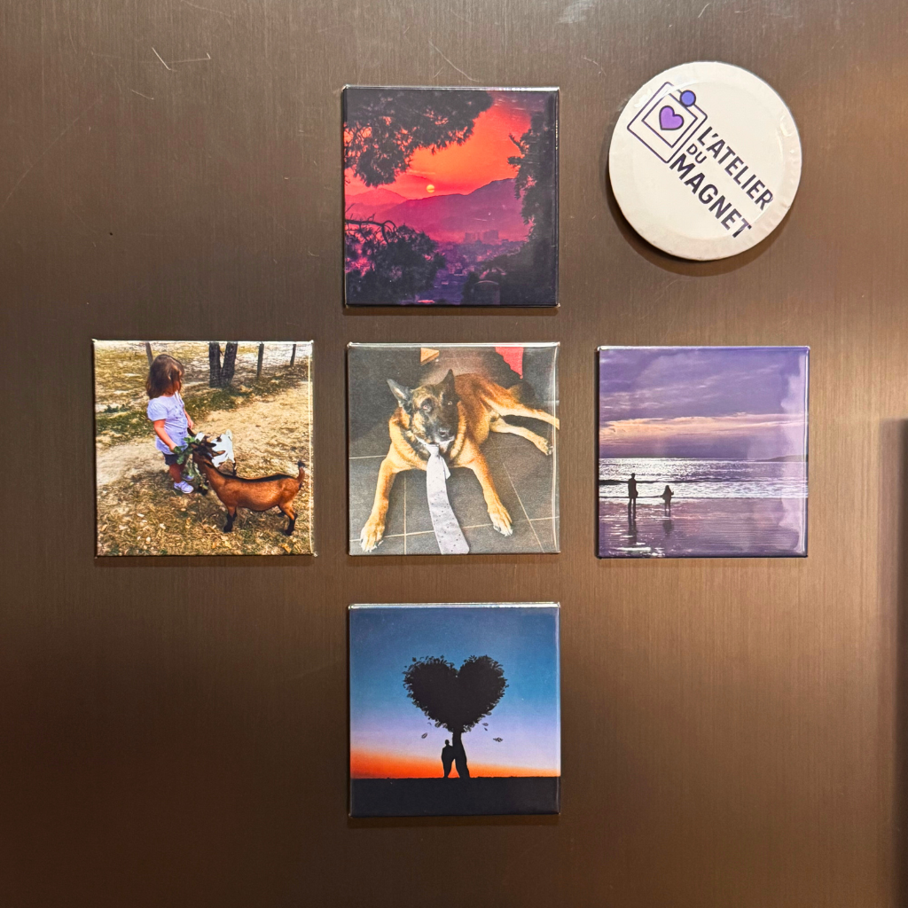 Lot de magnets carrés 63 mm personnalisés – L’Atelier du Magnet